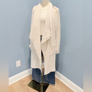 Cupcakes and Cashmere Ivory Textured Coat Women’s Large Open Front Long Jacket